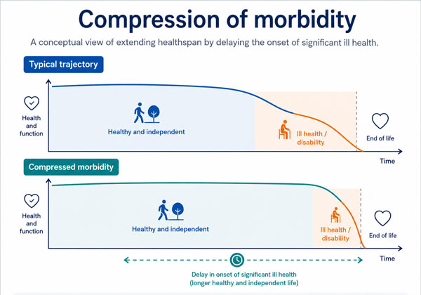 A conceptual view of extending healthspan by delaying the onset of significant health issues